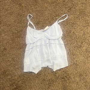 No Boundaries Light Blue Lace Trim Tank Top